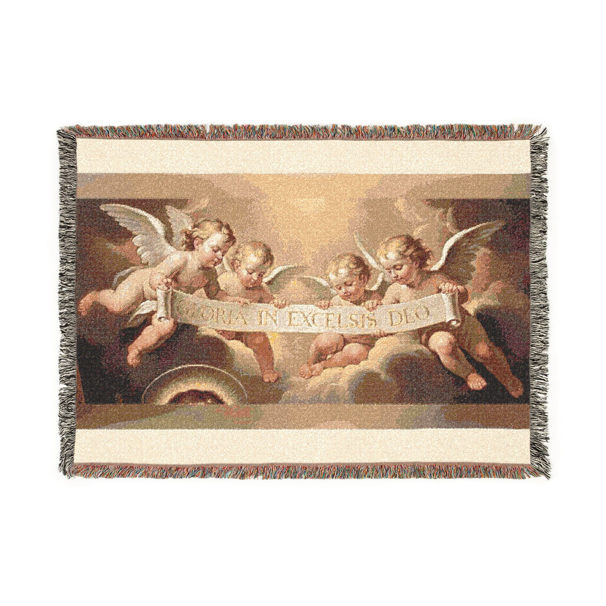 Angelic Cherubs Woven Blanket – Classic Baroque Tapestry Throw