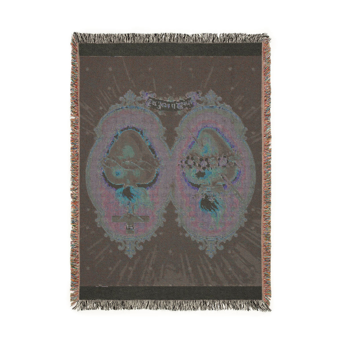Religious Icon Woven Blanket — Sacred Heart & Madonna Tapestry Throw