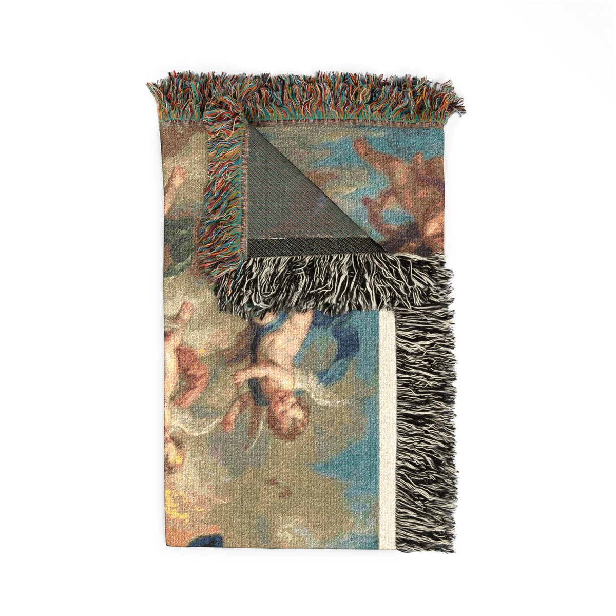 Religious Woven Blanket — Virgin Mary with Cherubs Tapestry Throw