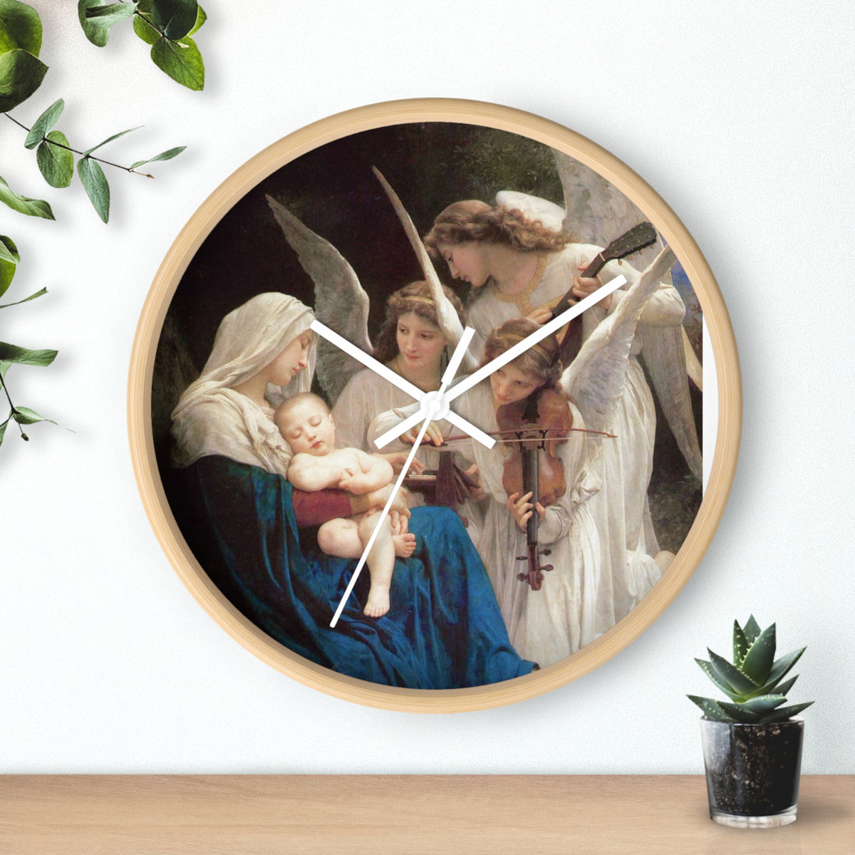 Religious Blessed Virgin Mary with Angels Wall Clock – Holy Family and Angels