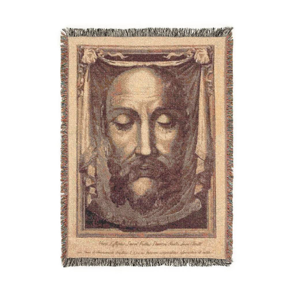 Religious Icon Woven Blanket — Holy Face of Jesus Christ Tapestry Throw