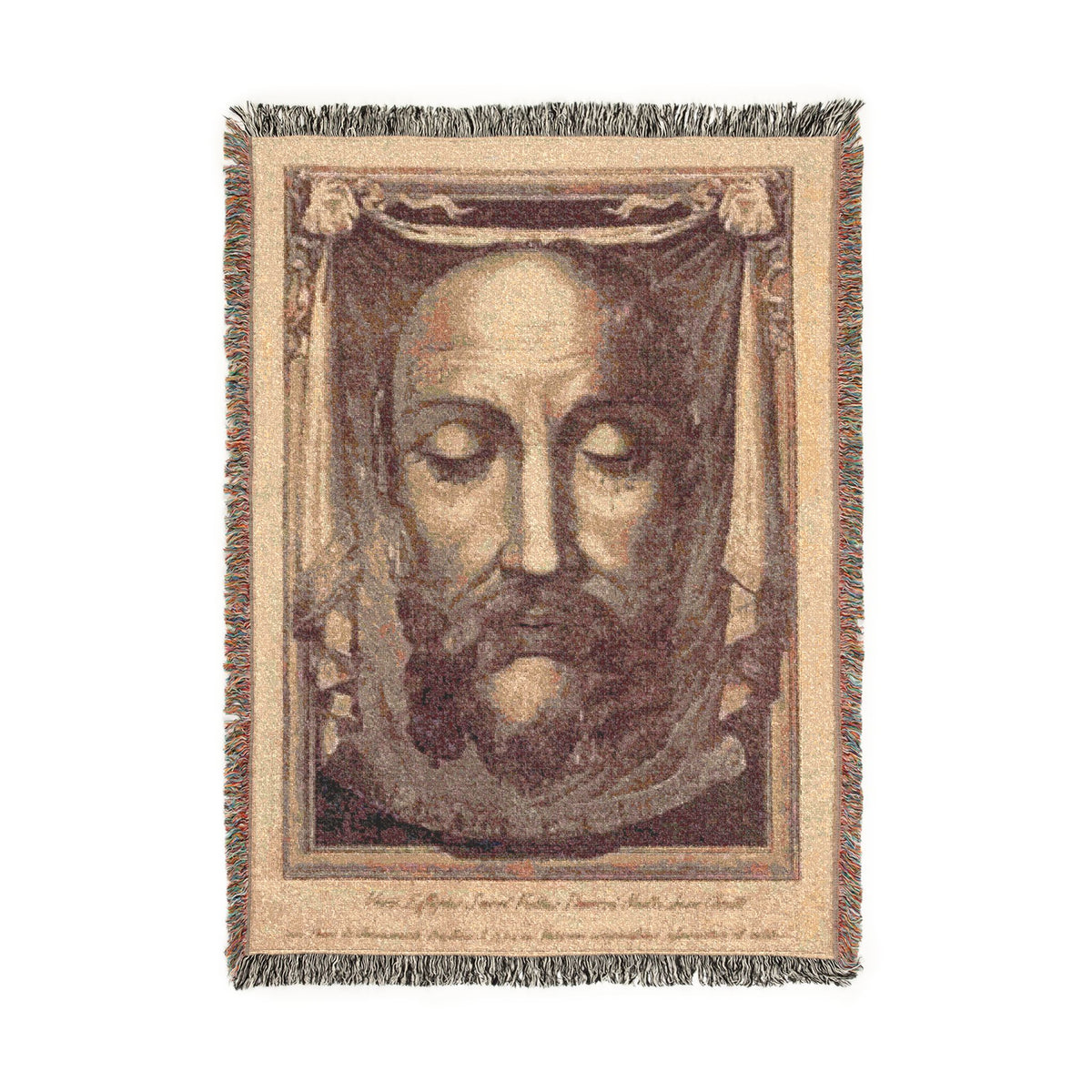 Religious Icon Woven Blanket — Holy Face of Jesus Christ Tapestry Throw