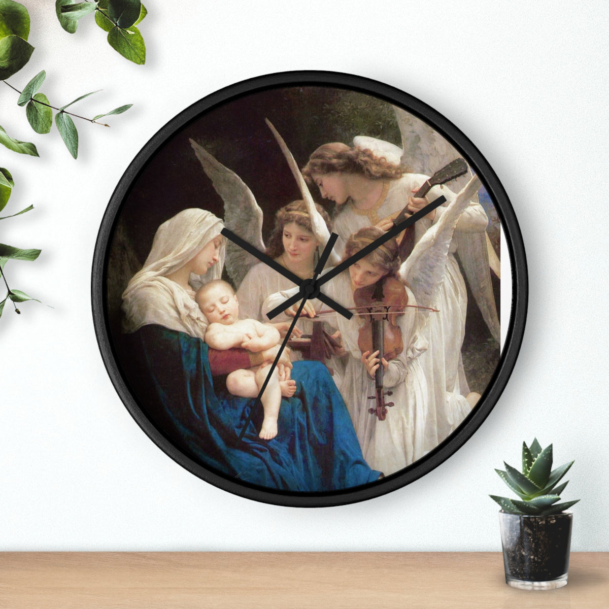 Religious Blessed Virgin Mary with Angels Wall Clock – Holy Family and Angels