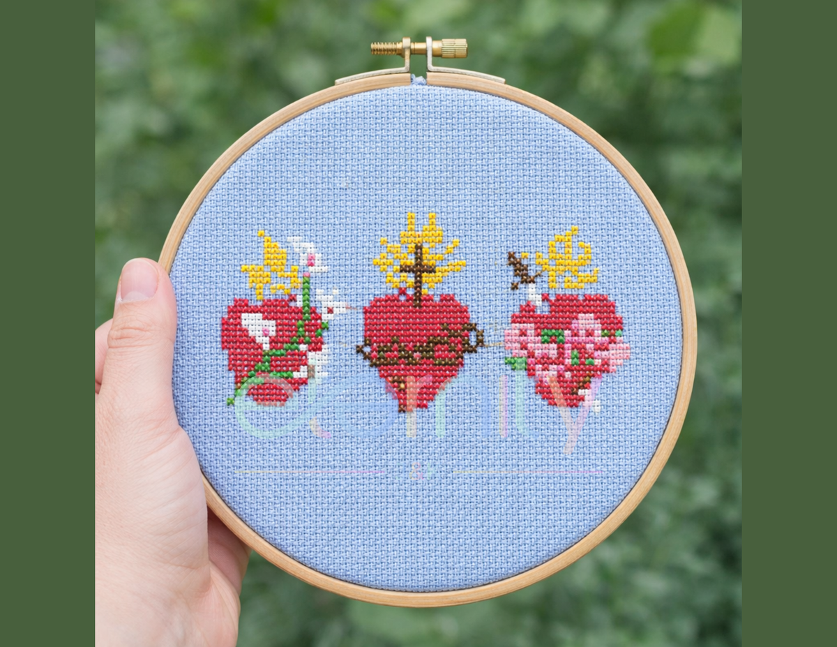 Holy Family Hearts - Cross Stitch Pattern ( Digital Download)