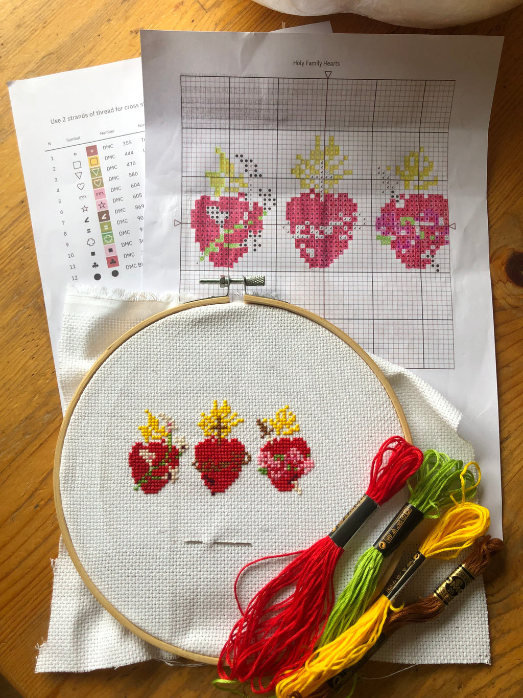 Holy Family Hearts - Cross Stitch Pattern ( Digital Download)