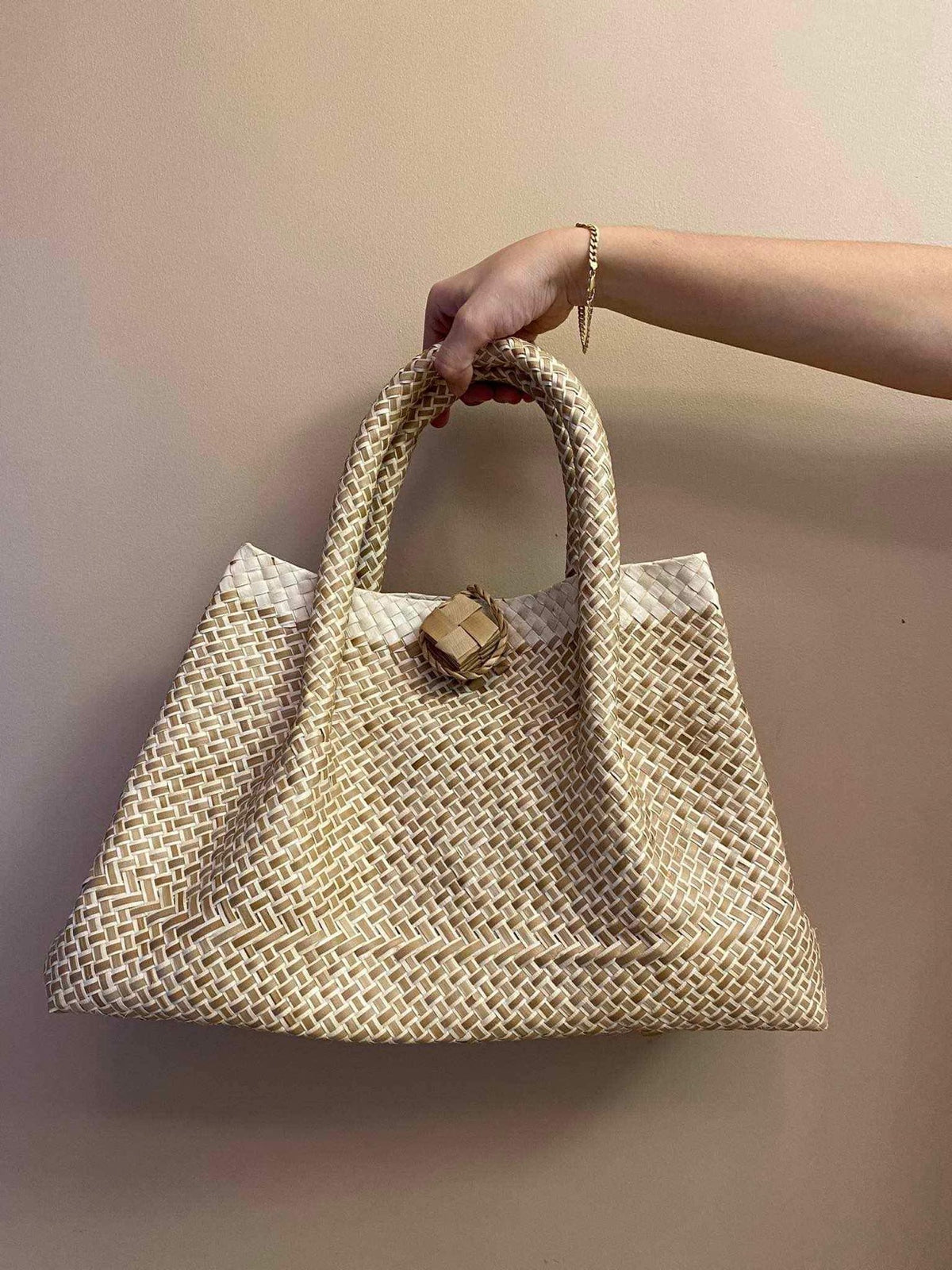 Natural Woven Knot Hobo Bag