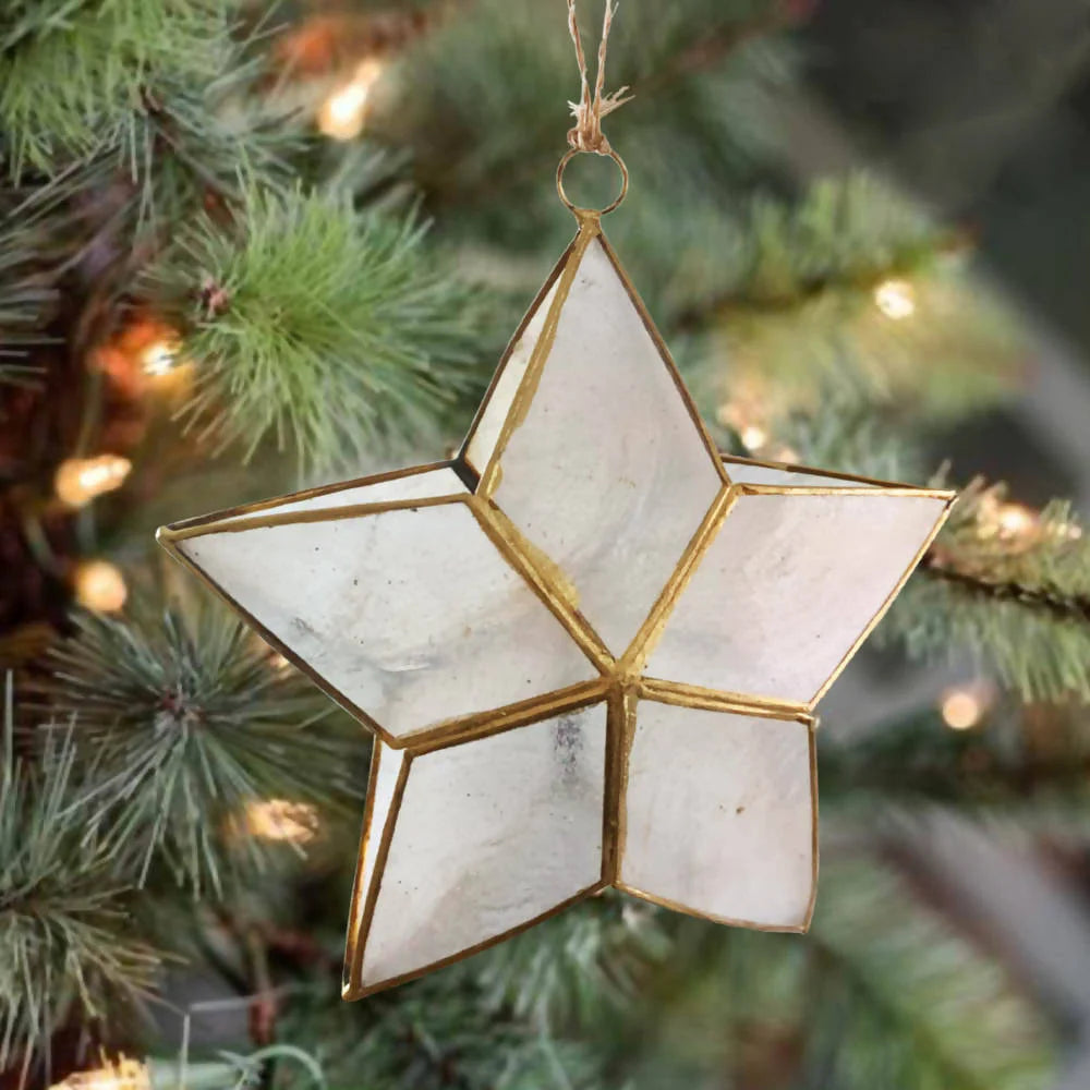 Capiz Shell Star Ornament — Handmade Natural Shell Décor